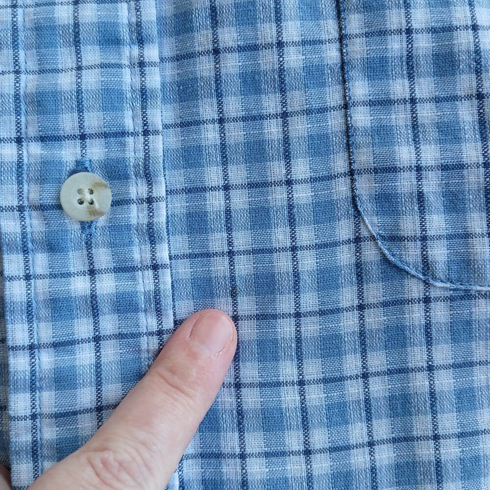 Eddie Bauer Short-Sleeve Button-Up Shirt Men's XL blue checks plaid cotton - Picture 16 of 16